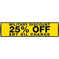 2' x 8' FullSpeed Automotive Yellow Military Discount 25% Off Any Oil Change Mesh Bay Banner (single-sided)