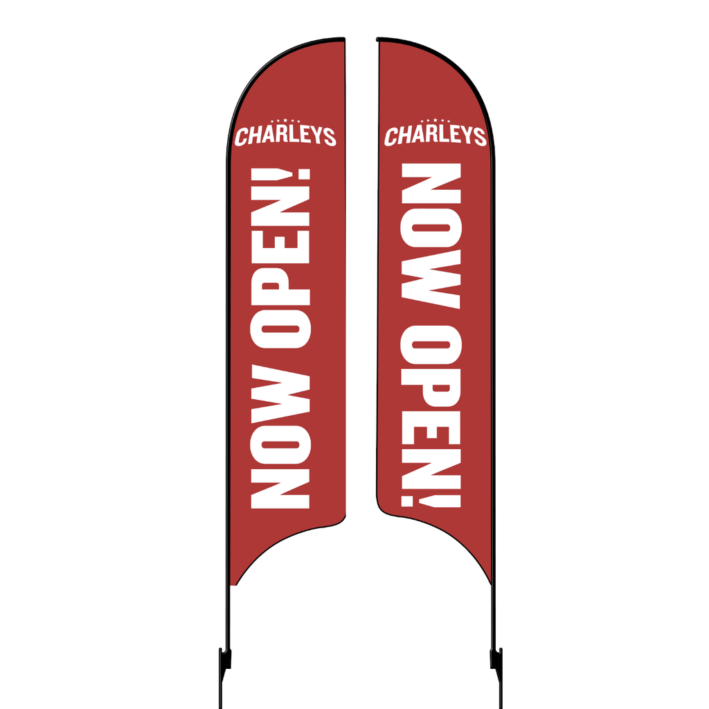 Kit for 15' Charleys Philly Steaks Red Now Open Double Sided AdverSail Flag