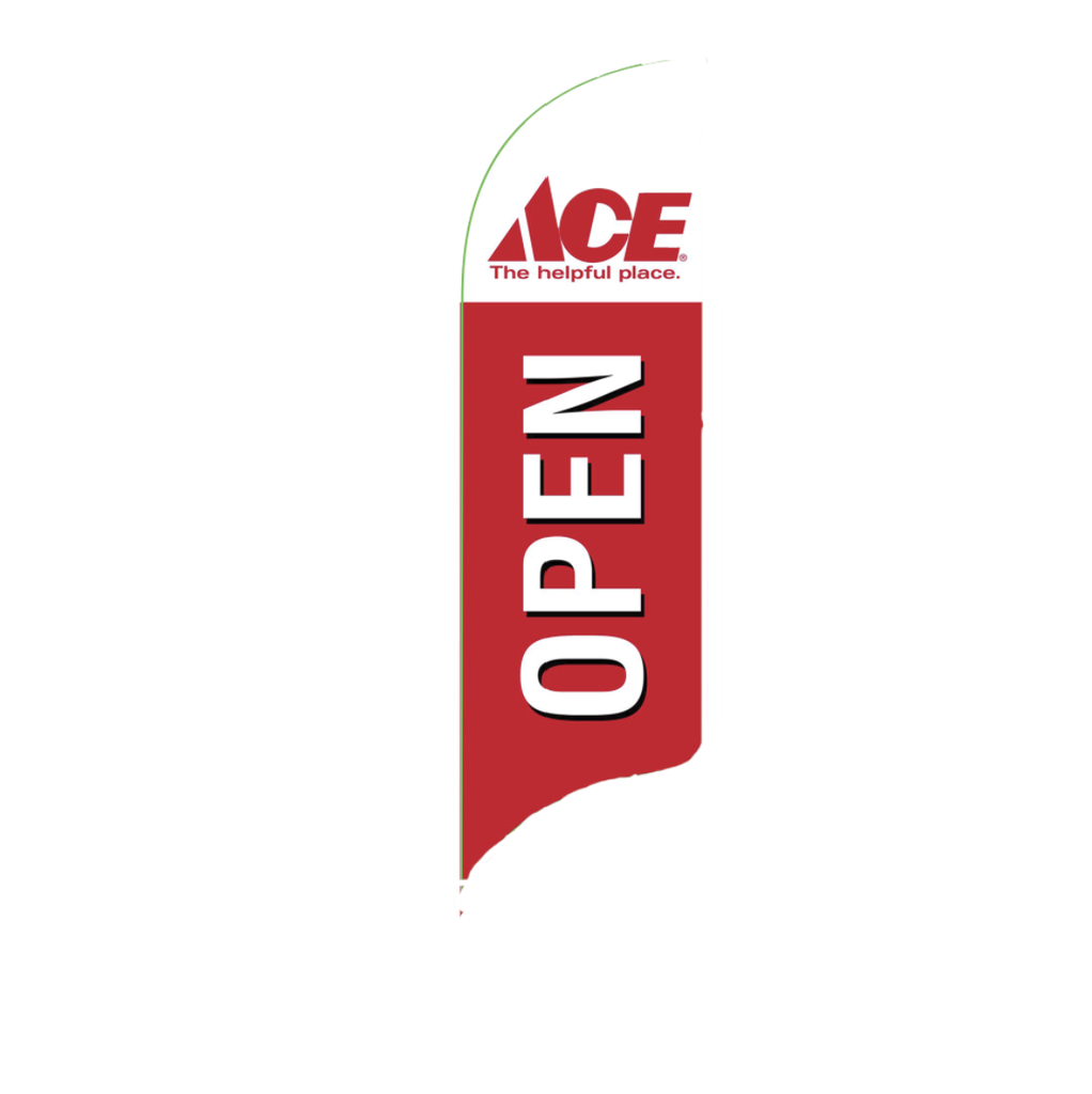12' Ace Hardware Red Open AdverSail Flag